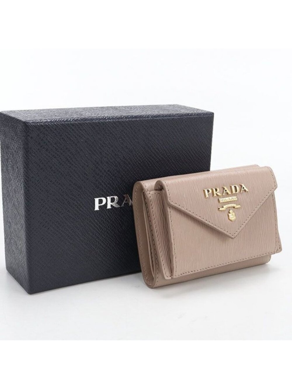 Prada Vitello Move Trifold Wallet Leather